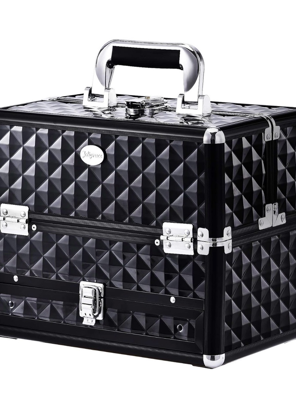 Joligrace Professional Makeup Train Case Black Cosmetic Organizer Locking New OB